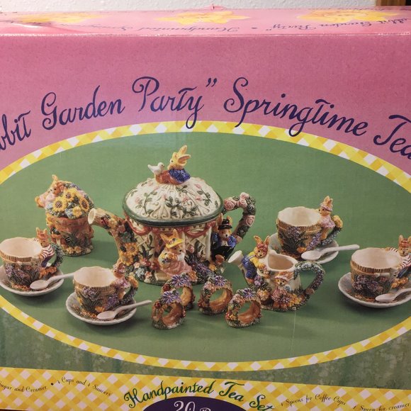 Other - Ceramic Rabbit Garden Party Springtime Tea Set